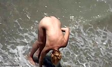 Blond-Haired Bombshell Shows Naked Body On Rocky Beach