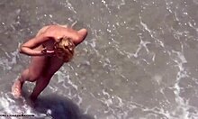 Blond-Haired Bombshell Shows Naked Body On Rocky Beach