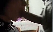 purple wig beauty gets naughty sucking dick on camera outdoors