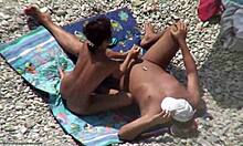 beach voyeur catches brunette giving handjob and blowjob in open air
