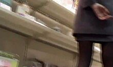 upskirt video of leggy chick in shop