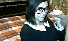 Nerdy Schoolgirl Girlfriend Performs Oral On Webcam