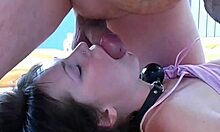 Wow, check this collared teen whore ready for face-fucking on a bed! 😈🔥