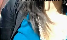 Busty Latina, look at her smooth pussy masturbating in public.