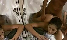 Watch this tanned brunette get her pussy fucked doggystyle in the jacuzzi.