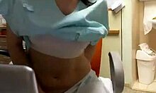 this naughty nurse flashes her pussy at work and even masturbates