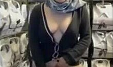 sexy scarf slut masturbating at work in the store 😏