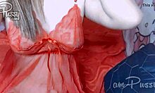 Amateur Girl's Shaved Pussy Masturbation in See-Through Lingerie