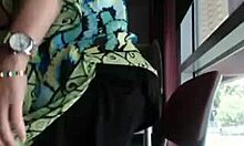 Blue-Dressed Milf Girlfriend Masturbates Smooth Pussy in Coffee Shop Webcam