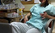this naughty nurse flashes her pussy at work and even masturbates