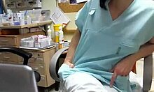 this naughty nurse flashes her pussy at work and even masturbates