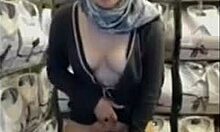 sexy scarf slut masturbating at work in the store 😏