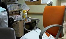 this naughty nurse flashes her pussy at work and even masturbates