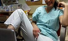 this naughty nurse flashes her pussy at work and even masturbates
