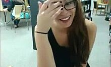 my nerdy cross-eyed gf fucks herself in the libary