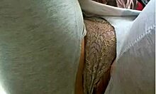 Ripped pants chick gets fingered in the street, close-up on her outie pussy