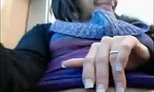 Stylish Latina Girlfriend Finger-Blasts Herself in Purple/Blue