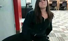 Hoodie-Wearing Dark-Haired Girlfriend Fingering Herself in Public on Webcam