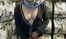 sexy scarf slut masturbating at work in the store 😏