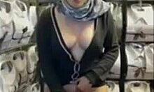 sexy scarf slut masturbating at work in the store 😏