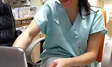 this naughty nurse flashes her pussy at work and even masturbates