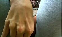 Ripped pants chick gets fingered in the street, close-up on her outie pussy