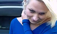 Blond-haired teen amateur teases her wet pussy with close-up shots in a car in the middle of nowhere