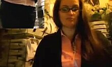 Kinky Glasses-Wearing Brunette GF Masturbates in Store Wearing Lingerie Like a Slut