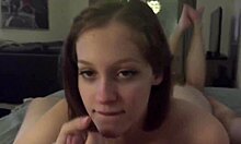 my short-haired teen girlfriend sucks cock in pov