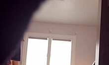 Check out this blonde milf in red panties showing her big tits on cam