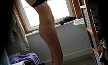 wow, slender girlfriend strips in all black on spy cam! isn’t this HD footage insane?