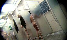 How does this slender brunette look in the shower?