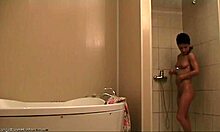 Brunette With Ratty Mullet Showers Naked In Hidden Cam