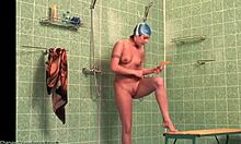 Leggy babe shows her perfect body in bathroom hidden cam