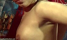 Blonde and brunette expose hot breasts in hidden cam view