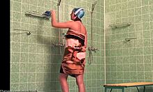 Leggy babe shows her perfect body in bathroom hidden cam