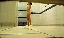 Dark-Haired Chick Caught Posing Seductively in Shower on Hidden Cam! 🛁