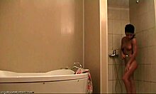 Brunette With Ratty Mullet Showers Naked In Hidden Cam