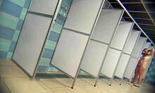 Hidden cam catches lonely babe flaunting perky ass in shower