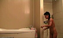 Brunette With Ratty Mullet Showers Naked In Hidden Cam