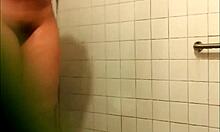 chubby amateur shows ass in hot showers
