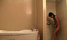 Brunette With Ratty Mullet Showers Naked In Hidden Cam