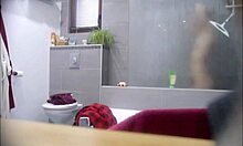 slender brunette teen 18+ strips in shower for sneaky voyeur cam