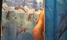 Horny teen 18+ with tattoo showering naked ass on hidden cam