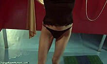 depraved blonde is putting on her alluring outfit and makeup