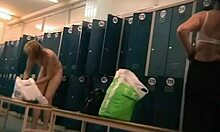 Skinny blonde with hairy muff caught changing clothes