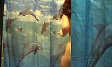 Look at this hot teen brunette washing her trimmed pussy!