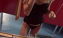 depraved blonde is putting on her alluring outfit and makeup