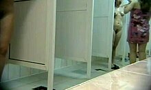 Small tits teen babe showers after pool