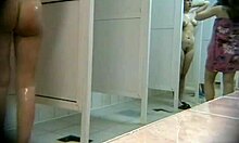 Small tits teen babe showers after pool